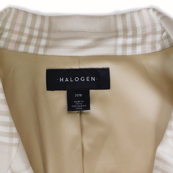 Halogen Cutaway Jacket, Single Button - Taupe & Pink Plaid - 20W - Picture 4 of 12